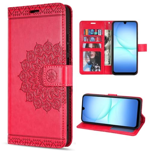 Handyhülle kompatibel mit Samsung Galaxy A17 / A26 | Klapphülle Schutzhülle mit Kartenfächer | Magnetverschluss Flip Case | Rot