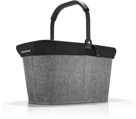 Reisenthel Set carrybag twist silver mit Cover black Stabiler Einkaufskorb mit praktischer Innentasche – Elegantes und wasserabweisendes Design