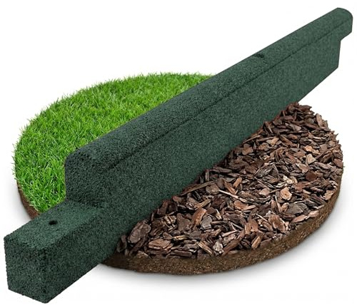 KARAT Gummi Randsteine - Rasenkantensteine - 122x12,7cm - 51mm dick - Fallschutz - Geeignet für Sandkasten, Spielplatz, Fußweg oder Terrasse (Grün, 122 x 12,7 cm)