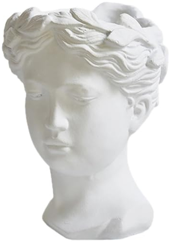 GANAZONO Resin Statue Vase Sculpture Plant Pot Desktop White Decorative Planter for Indoor Gardening and Home Ornament