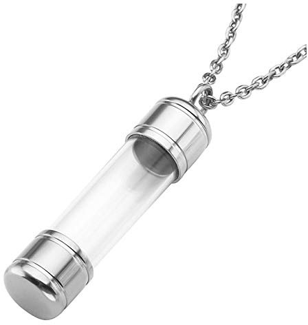 Zysta Stainless Steel Clear Acrylic Cylinder Container Tube Urn Ash Memorial Pendant Necklace Cremation Keepsake Locket Jewelry