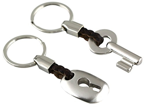 WINOMO Schlüsselanhänger der Paar Schlüsselanhänger Leder Geschenk kreative Schloss Ring (Silber)