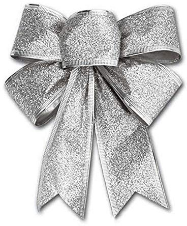 Huieago Christmas Bowknots Large Cute Christmas Tree Big Glittering Red Bows Christmas Tree Decoration Craft Supplies Xmas Tree Decoration Bow Ornaments (Silver-1 pc)