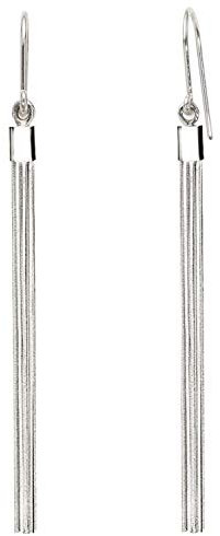 LÖB Damen Ohrhänger Versilbert in 925 Silber mit Quasten XXL Kette Anhänger Ohrringe Hängend Lang modern schlicht 7,5cm