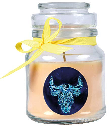 HS Candle Sternzeichen Duftkerze Vanille im Bonbonglas (Stier) - viele Motive zur Auswahl, 120g - Brenndauer bis zu 30 Std - Taurus