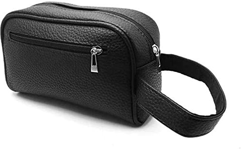 Lo Stock Perfetto LSP Weiche Clutch für Damen und Herren mit Armband aus Kunstleder Handtasche - 23 x 12 x 7 cm - Schwarz (Schwarz), Schwarz