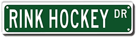 ERMUHEY Rink Hockey Dr Straßenschild, Rink Hockey Geschenk, Rink Hockey Wanddekoration für Zuhause, Büro, Garage, Männerhöhle, Plakette, hochwertiges Metallschild, 40,6 x 10,2 cm