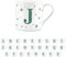 Purely Home Letter J Star Mug - Bone China White Coffee/Tea Present Gift - Alphabet Letter Mug with Stars in Teal Green Blue