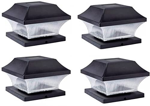 Rheme Solar 4 Pack Post Lights Outdoor Glass LED Fence Cap Light 2 Modes for 4x4 5x5 6x6 Posts Deck Patio Garden Decoration