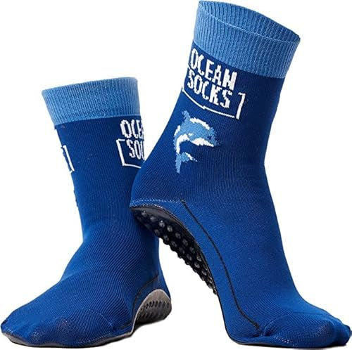 OceanSocks Strandsocken rutschfest – Barfußsocken mit Sohle für Strand, Wasser, Watt, Boot & Trampolin – Aqua-Schuhe für Damen, Herren & Kinder