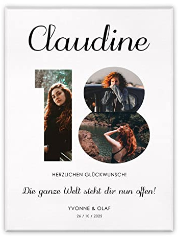 Maverton Fotoleinwand mit eigenem Foto, personalisiertes Fotocollage | Mit Holzrahmen, Größe 30x40 oder 50x70, Wandbild auf Leinwand für für Mädchen, für Frauen, Glückwunsch, 30 x 40 cm
