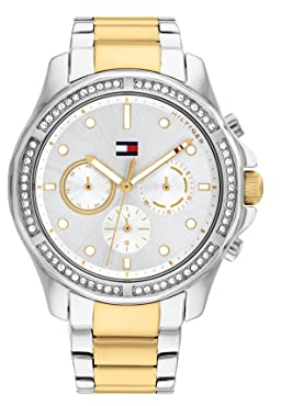 Tommy Hilfiger Multi Zifferblatt Quarz Uhr für Damen mit Zweifarbiges Edelstahlarmband - 1782615