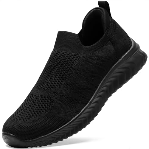 STQ Damen Slip on Sneakers Bequem Schuhe Ohne SchnüRsenkel Mesh Leichte Stoffschuhe Memory Foam Schlupfschuhe Sommer Women Laufschuhe OrthopäDische Atmungsaktiv Elegant Gym Turnschuhe Schwarz GrößE 42