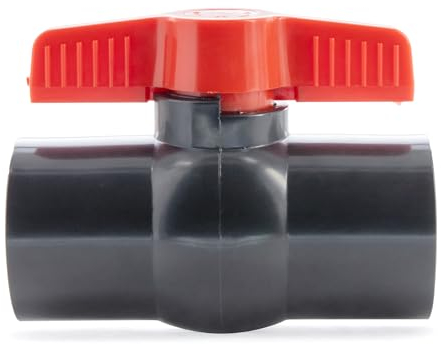 VIALIA PVC Kugelhahn ohne Überwurfmuffe 40mm, Absperrhahn mit 2 Klebemuffen, zur Verklebung mit PVC-Rohren, für Pool- und Teichbau, Aquaristik