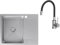 VBChome Fregadero de acero inoxidable con grifo, 60 x 48 cm, acero inoxidable cepillado, empotrable con dos agujeros, fregadero grande con escurridor
