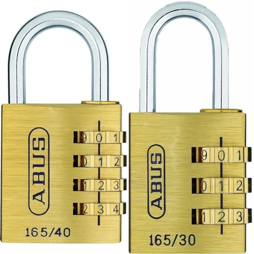ABUS Zahlenschloss 165/40 & 165/30 - Messing Vorhängeschloss mit individuell einstellbarem Zahlencode - Kofferschloss / Spindschloss - ABUS-Sicherheitslevel 4 & 3 - Brass