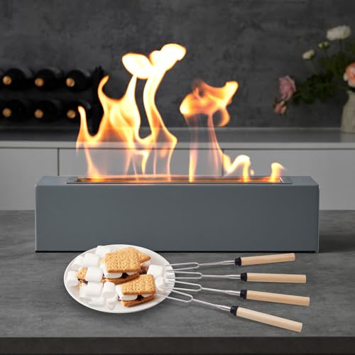 Tisch-Feuerstelle – Smores Maker mit 4 Bratstäbchen für den Innen- und Außenbereich – Metall-Tisch-Feuerstelle für Terrasse, Balkon, Heimdekoration, tolles Geschenk für Familienfeiern, Versammlungen,