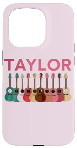 iPhone 15 Pro Taylor Personalized Name I Love Taylor Guitar Pink Case