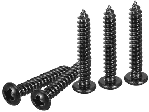 DTGN #8x1 Phillips Pan Head Self-tapping Screw - 25Pack - Black Oxide 304 Stainless Steel Sheet Metal Screws Wood Screws