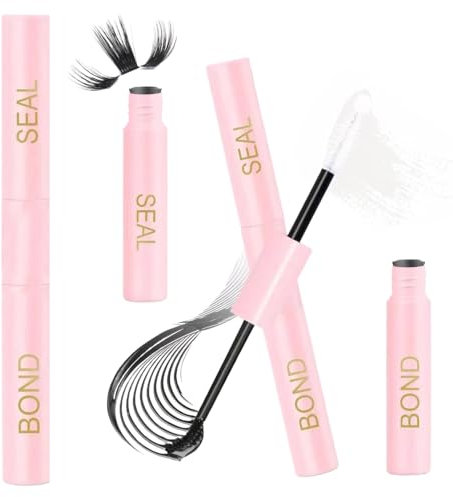 WUSANNA Eyelash Glue 2PCS Lash Glue Wimpern Extensions Kleber 2 in 1 Bond and Seal for DIY Eyelash Extension Eyelashes Glue Strong Hold Lash Glue Waterproof