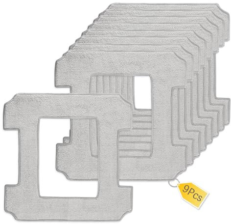 9 Pièces pour Ecovacs Winbot W1 Pro/W1/W2 Omni/W2 Microfibre Serpillère Rechange Kit, pour Ecovacs Winbot Lavables Lingette de Nettoyage pour Robots Laveurs de Vitres, pour Nettoyage Vitre, Taches