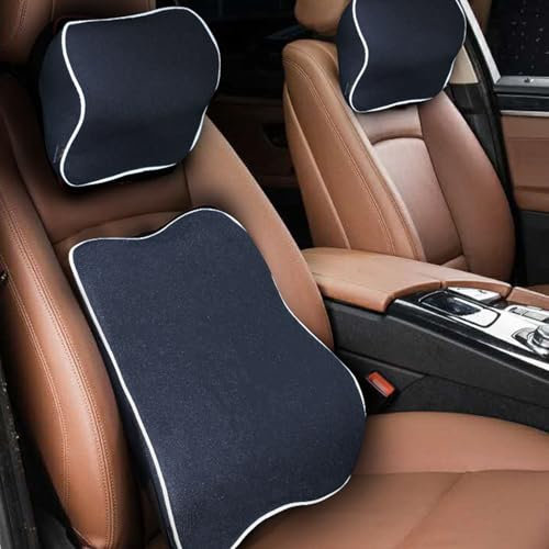 LMYSLCDW Kopfstütze Taille Kissen Set für Benz GLC AMG 2017-2022,Komfort Weich Memory Foam Lendenwirbelstützkissen und Nackenkissen Auto Zubehör,B