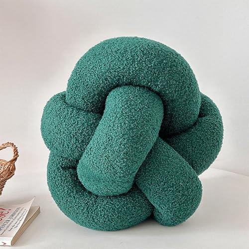 Liemuao Knotenkissen, Sofakissen aus Plüsch, 3D-Kugelkissen, Knoten, Spielzeug, handgewebt, Kawaii, Heimdekoration, Plüsch, 30 cm (grün)