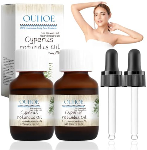 2 Pezzi Olio di Cyper Rotundus, Olio di Cyper Rotundus per la Depilazione, Essenza Cyper Rotundus Bio, Utilizzato per Ridurre la Crescita dei Peli del Corpo, Delicato, Oil Hair Removal