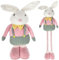 Cepewa Osterhase Peter mit Teleskopbeinen | max. H115cm Polyester rosa grün gelb Metallbeine | Hase für Osterdekoration (1x Osterhase 115cm)
