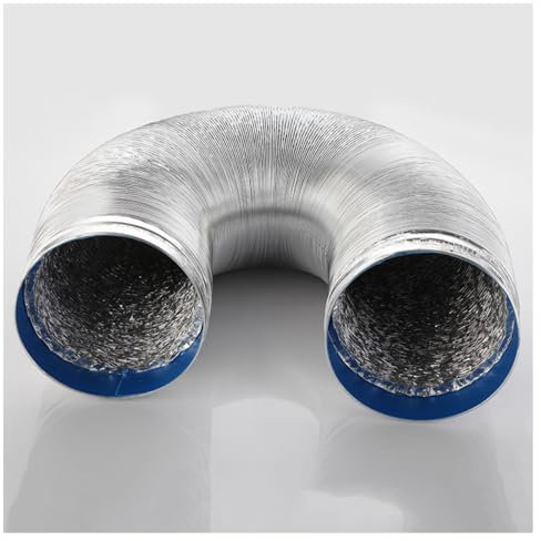 Klimaanlage Abluftschlauch Lüftungsschlauch Flexibler Aluminium-Auspuffschlauch mit Stahldraht Innen für Wäschetrockner, Abzugshaube, Rohrventilator, Klimaanlagen, mit Schellen und Klebeband(2m,200mm)