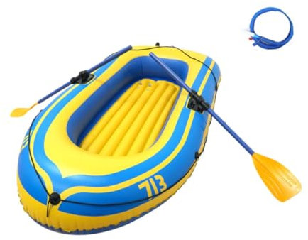 Ronyme Aufblasbares Kajakboot für den Sommer im Freien, 4 Luftkammern, Bootsruder, superstarkes PVC, Floß, Schlauchboot für, Familien, Erwachsene, Gelb