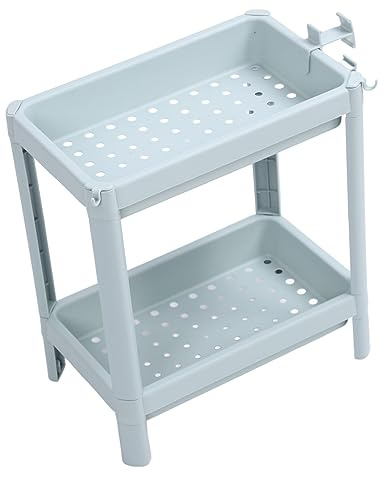 aqxreight Badezimmerboden Lagerregal Badezimmer Aufbewahrung Offenes Regal Einheit Freistehende Eckregale Regale Lagerregal Nordic Blue 3 Stufe von Einem Bequemen Badezimmerboden von (2 Etagen)