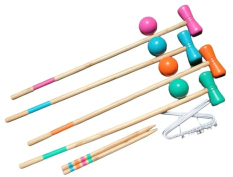 mophrati Ensemble de Croquet Vintage Adultes Simples Kit de Sport de Plein air intéressant Accessoire de Jeu Accessoires de Jeu interactifs