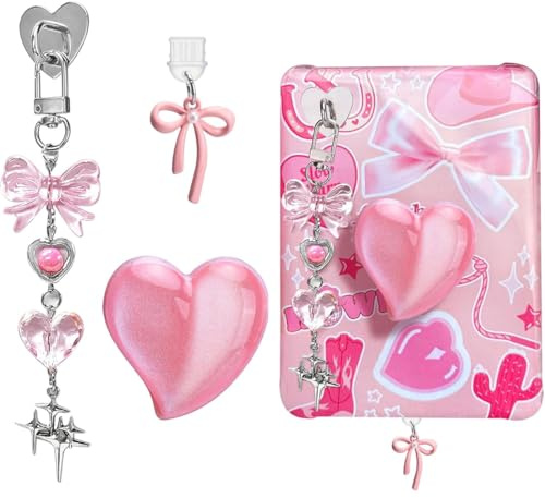 LEPGUYO Set Accessori Cuore per Kindle, Supporto Maniglia Cuore + Tappo Antipolvere USB-C + Ciondolo Catena, Regalo per Amanti dei Libri