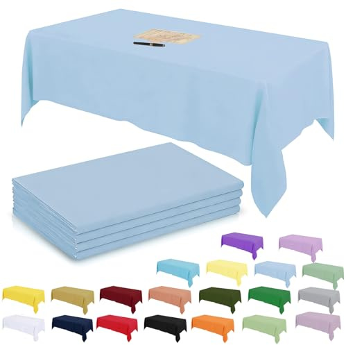 4-pack babyblå bordsduk i plast party för rektangulära bord, 137 x 274 cm dekorativa pappersdukar för fester, engångsbruk, makaron blå festdekorationer bordsskydd för picknick, baby shower, födelsedag