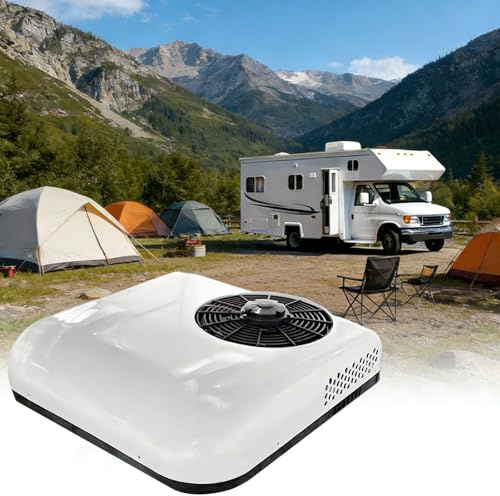 levigationlu 12V/24V DC RV Climatiseur Toit avec Refroidissement, Climatiseur Stationnement électrique, Clim Camping Car, Climatisation pour Camping Car,Voiture, RV, Camion 12V