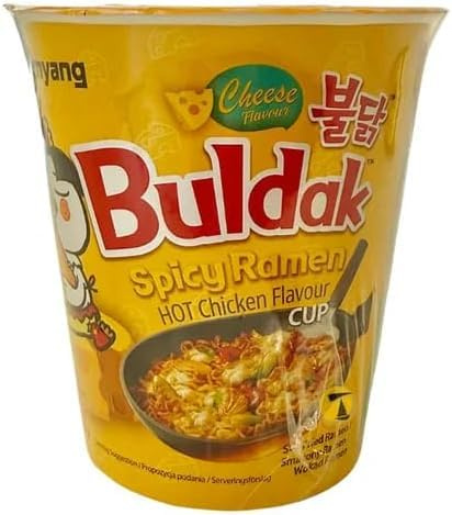 Samyang Buldak Hot Chicken Cheese Cup Noodles 70g x 6 – Korean Spicy Cheesy Ramen Cups | Buldak Cheese Flavour Instant Noodles Multipack | Creamy Cheese with Spicy Kick | Perfect for Busy Lifestyles