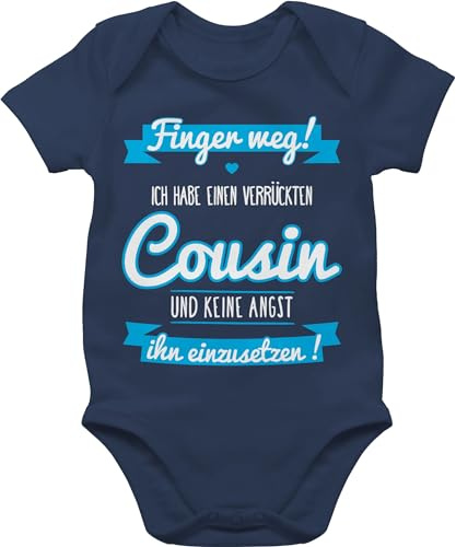 Shirtracer - Baby Body Kurzarm - Sprüche - Ich habe einen verrückten Cousin blau