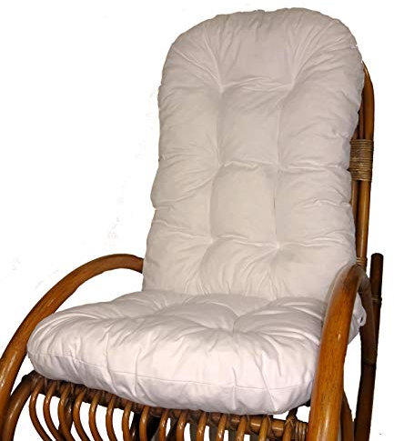 Rattani Polster für Schaukelstuhl, Ersatzpolster Schaukelstuhl/Drehsessel L 125 cm, Fb. Bianco - Made in EU