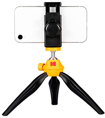 KODAK Smartphone Tripod - Vlogging Trépied/poignée pour smartphones et caméras avec système de fixation à vis ¼ (Parfait pour les Vlogs/Vlogging, Déclencheur à distance Bluetooth amovible)
