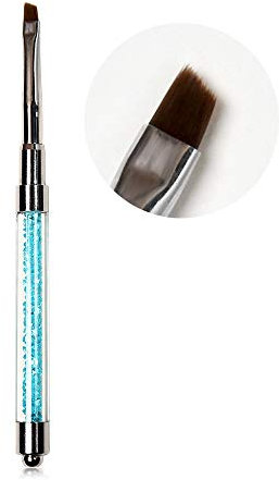 KADS Acrylic Brush Nail Art Brush Rhinestone Powder Brush Acrylic Clear Handle Nail Art Design Paint Pen Manicure Tool for Nails Sculpting (Blue)
