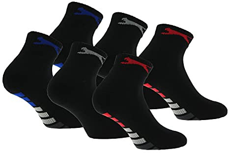 Slazenger 6 Paar Herren Quarter Socken, Höhe über dem Knöchel, Frottee-Innensohle, ausgezeichnete Qualität aus gekämmter Baumwolle (Schwarz, 39-42)