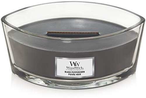 WoodWick ellipsenförmige Duftkerze mit knisterndem Docht | Black Peppercorn | Brenndauer bis zu 50 Stunden