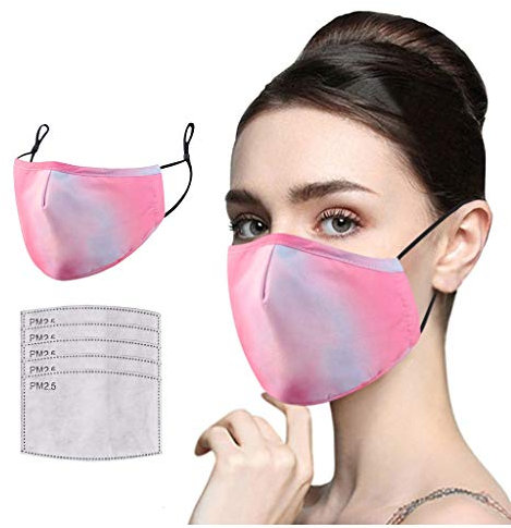 cinnamou Unisex Stoff Stoff Baumwolle Gesichtsschutz, Bandana Balaclava Black Dust Wiederverwendbare gefilterte Maske, mit Atemventil 5 Filterblatt