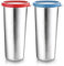 Signoraware Edelstahl-Trinkbecher, 425 ml, wiederverwendbar, Reisebecher mit auslaufsicherem Deckel, To-Go-Trinkbecher für Saft, Smoothie, Eiskaffee, Milchshake, kalte Getränke und Snacks, 2 Stück
