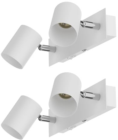 ledscom.de 2 Stück Wandleuchte WAIKA, 2-flammig, Schalter, weiß matt, eckig, 2x GU10 max. 60W