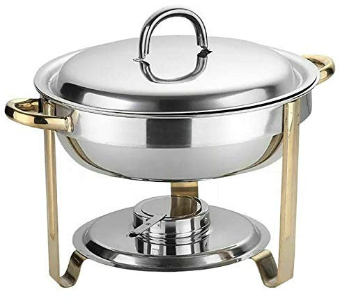 Chauffe-Plats Réchauds, 4L Chafing Dish Chauffe-Plat Rond acier inoxydable Chauffe-plat pour Buffets Hôtel, Traiteurs, Réceptions