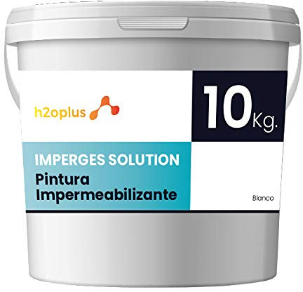 h2oplus Peinture d'étanchéité Imperméabilisante pour Terrasse Circulable, Balcon et Sols Extérieurs Blanche PROFESSIONNEL · 10 kg (8,3 L)