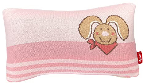 sigikid Strickkissen Häschen DubbiDuu, Kuschelkissen zum Spielen und als Deko im Kinderzimmer Bezug aus 100% Baumwolle mit Reißverschluss, für Babys und Kinder, Art.-Nr. 39596, rosa, 35x20x10 cm