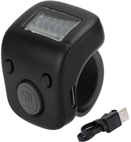 Fingerzähler Finger Counter Clicker Zähler Reihenzähler Digitale elektronische LED Fingerzähler für Inventur, Sport, Marketing, Flugzeug, Golf, muslimisches Gebet(Weisheit schwarz)